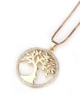 thumb Brass Cubic Zirconia Tree Dainty Initials Necklace 1