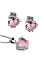 thumb Brass Heart  Cubic Zirconia Earring and Necklace Set 4