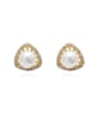thumb Copper Imitation Pearl Triangle Minimalist Stud Trend Korean Fashion Earring 0
