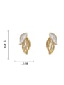 thumb Brass Cubic Zirconia Enamel Hollow Leaf Trend Stud Earring 3