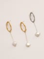 thumb Brass Imitation Pearl Asymmetry Geometric Minimalist Drop Trend Korean Fashion Earring 2