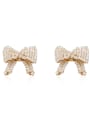 thumb Brass Rhinestone Bowknot Vintage Stud Trend Korean Fashion Earring 0