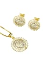thumb Brass Dainty Round Cubic Zirconia Earring and Necklace Set 2