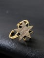 thumb Brass Cubic Zirconia Five-Pointed Star Vintage Band Ring 2