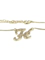 thumb Brass Cubic Zirconia Letter Dainty Necklace 3
