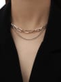 thumb Brass  Hollow Geometric Chain Vintage Necklace 1