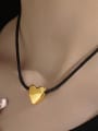 thumb Brass Cotton thread Heart Dainty Necklace 2