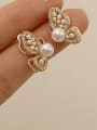 thumb Brass Imitation Pearl Butterfly Vintage Stud Trend Korean Fashion Earring 2
