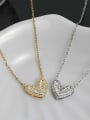 thumb Brass Cubic Zirconia Heart Dainty Necklace 1