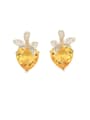 thumb Brass Cubic Zirconia Heart Luxury Cluster Earring 4