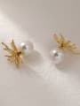 thumb Brass Imitation Pearl Flower Vintage Stud Trend Korean Fashion Earring 3