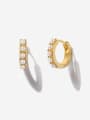 thumb Brass Imitation Pearl Round Minimalist Huggie Earring 4