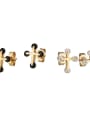thumb Brass Cubic Zirconia Cross Minimalist Stud Earring 4