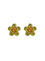 thumb Brass Resin Flower Hip Hop Stud Earring 0