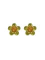 thumb Brass Resin Flower Hip Hop Stud Earring 0