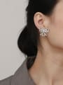 thumb Copper Cubic Zirconia Bowknot Dainty Stud Trend Korean Fashion Earring 2