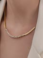 thumb Brass Cubic Zirconia Snake Bone Chain Vintage Necklace 1