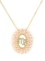 thumb Brass Cubic Zirconia Oval Dainty Initials Necklace 2