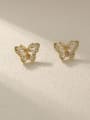 thumb Brass Cubic Zirconia Butterfly Vintage Stud Trend Korean Fashion Earring 2