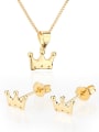 thumb Brass  Crown Earring and Necklace Set 0