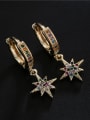 thumb Brass Cubic Zirconia Star Vintage Huggie Earring 1