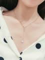 thumb Copper Alloy Cubic Zirconia White Trend Lariat Necklace 0