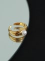 thumb Brass Imitation Pearl Irregular Minimalist Band Ring 3
