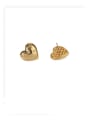 thumb Brass Rhinestone Heart Minimalist Stud Earring 0