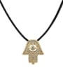 thumb Brass Cubic Zirconia Leather Religious Vintage Necklace 0