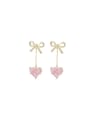 thumb Brass Cubic Zirconia Pink Heart Dainty Drop Earring 0