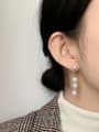 thumb Copper Imitation Pearl Geometric Minimalist Threader Trend Korean Fashion Earring 1