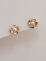 thumb Brass Imitation Pearl Flower Minimalist Stud Earring 0