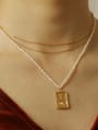 thumb Brass Freshwater Pearl Geometric Vintage pendant Necklace 1