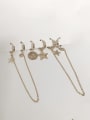 thumb Brass Cubic Zirconia Five Pointed Star Tassel Trend  Set Threader Earring 1