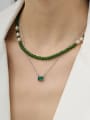 thumb Brass Natural Stone Vintage Beaded Necklace 1