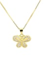 thumb Brass Cubic Zirconia Butterfly Cute Necklace 1