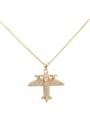thumb Brass cubic zirconia  vintage aircraft Pendant Necklace 0