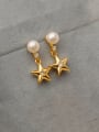 thumb Brass Imitation Pearl Star Minimalist Drop Earring 0