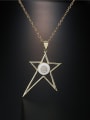 thumb Brass Rhinestone Enamel  Trend Five-pointed star Pendant Necklace 1