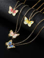 thumb Brass Rhinestone Enamel Butterfly Pendant Necklace 0