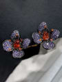 thumb Brass Cubic Zirconia Flower Vintage Stud Earring 1