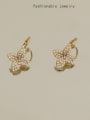 thumb Brass Imitation Pearl Butterfly Vintage Huggie Trend Korean Fashion Earring 2