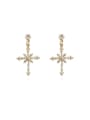 thumb Copper Cubic Zirconia Cross Dainty Drop Trend Korean Fashion Earring 0