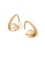 thumb Brass Imitation Pearl Water Drop Minimalist Stud Earring 0