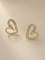 thumb Brass Cubic Zirconia Heart Cute Stud Trend Korean Fashion Earring 0