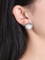 thumb Brass Imitation Pearl Heart Vintage Stud Earring 1