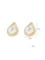 thumb Brass Imitation Pearl Water Drop Trend Stud Earring 3