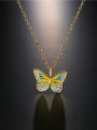 thumb Brass Rhinestone Enamel Butterfly Pendant Necklace 2