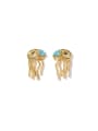 thumb Brass Cubic Zirconia Animal Jellyfish Vintage Stud Earring 0