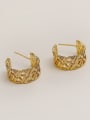 thumb Brass Rhinestone  Hip Hop Hollow C-shaped  Stud Trend Korean Fashion Earring 2